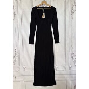 NWT SKIMS Soft Lounge Long Sleeve Dress in Onyx Black Size Small NWT $90